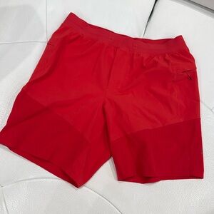 Lululemon men’s swim shorts 
Size L, bright red/orange with drawstring